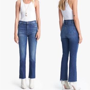 Mother the hustler ankle fray high rise crop boot cut jeans size 27